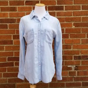 Rails Button-Down Embroidered Chambray Top